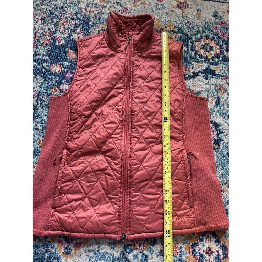 L.L.Bean Women's Orange Fleece-Lined PrimaLoft‎ Vest Size M Reg Outdoors Hiking